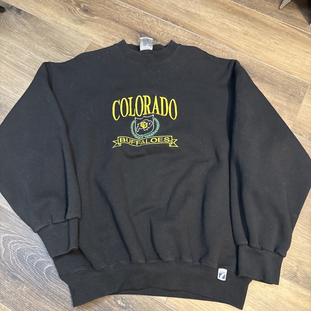 Vintage Colorado Buffaloes Crewneck Sweatshirt Logo 7 Black Size XL Heavy Weight